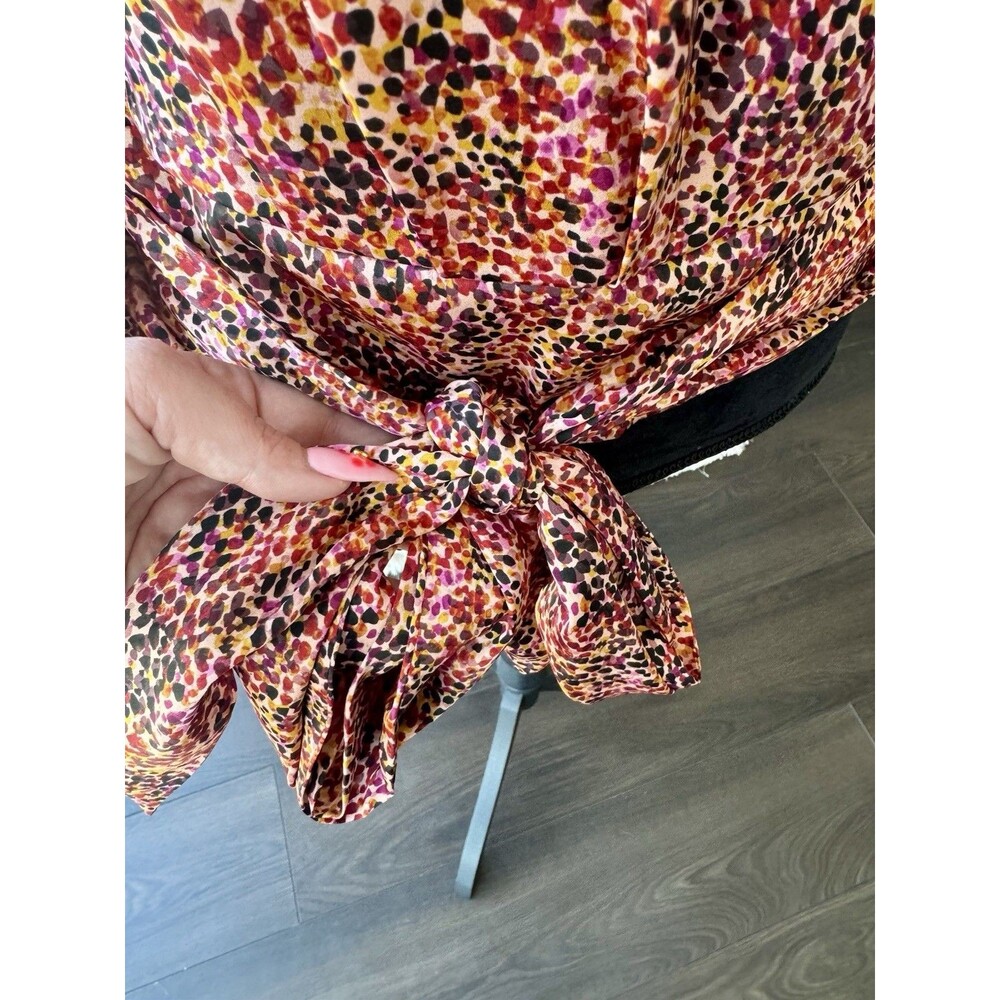 Express Orange Multicolor Satin Wrap Front V-Neck Blouse Size Large NEW! - Picture 4 of 7